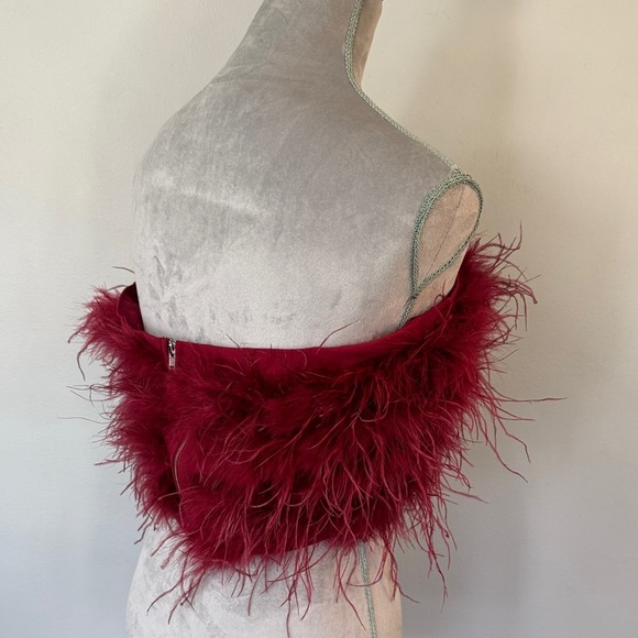 Magnolia Red Feathered Tube Top - Picture 5 of 13